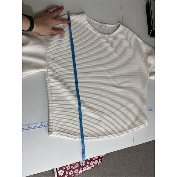 Oak & Fort Cream Coloured Puff-Sleeve Top Womens Size S - Picture 10 of 11